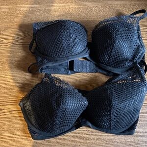 Victoria's Secret Black Mesh Bra 34DD